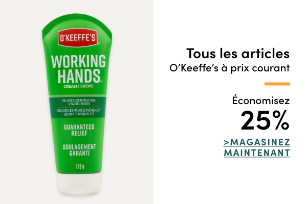 Tous les articles O'Keeffe's à prix courant économisez 25%